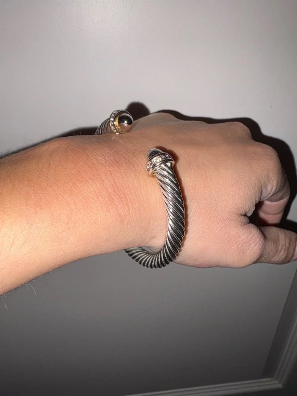 Silver-Tone Cable Cuff Bracelet with Gold Accents